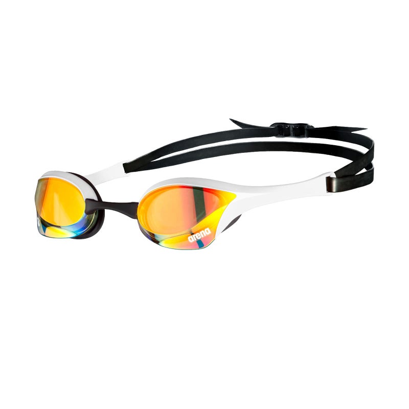 ARENA Unisex Cobra Ultra Swipe Racing Swim Goggles for Adult Men Women Anti-Fog Technology Polycarbonate Hard Mirrored Lens Professional Athlete Gear, Yellow Copper/White - Image 1