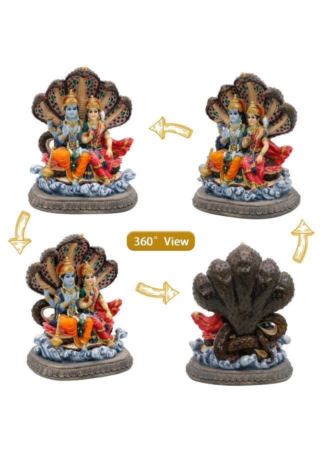 alikiki Hindu Laxmi Narayan Statue - 6.4”H Indian Idol Lakshmi Narayan Bhagwan Lord Vishnu MATA Murti Item Indian God Home Office Temple Mandir Shrine Altar Pooja Decor India Diwali Puja Gifts - Image 4