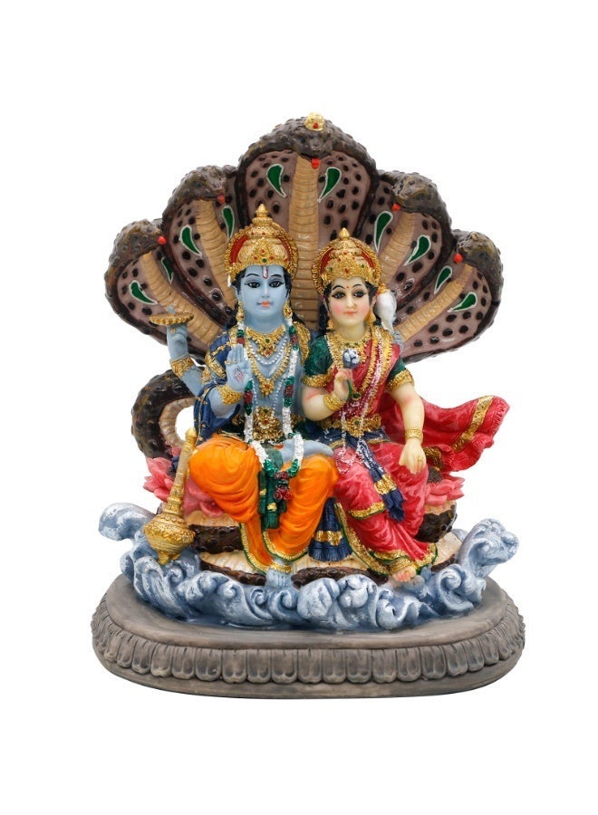 alikiki Hindu Laxmi Narayan Statue - 6.4”H Indian Idol Lakshmi Narayan Bhagwan Lord Vishnu MATA Murti Item Indian God Home Office Temple Mandir Shrine Altar Pooja Decor India Diwali Puja Gifts - Image 1