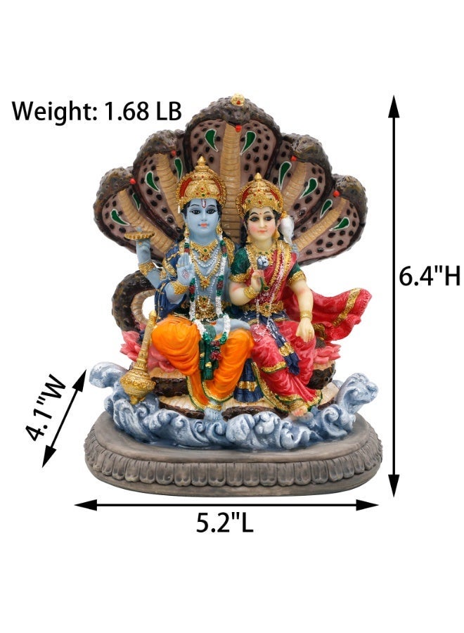alikiki Hindu Laxmi Narayan Statue - 6.4”H Indian Idol Lakshmi Narayan Bhagwan Lord Vishnu MATA Murti Item Indian God Home Office Temple Mandir Shrine Altar Pooja Decor India Diwali Puja Gifts - Image 5