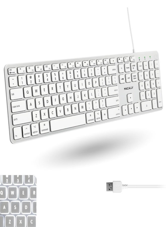 Macally Backlit Wired Keyboard for Mac | Compatible Apple Keyboard with Numeric Keypad | Comfortable All Day Typing USB Keyboard for MacBook Pro/Air, iMac, Mac Mini/Pro - Image 1