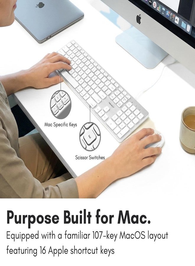 Macally Backlit Wired Keyboard for Mac | Compatible Apple Keyboard with Numeric Keypad | Comfortable All Day Typing USB Keyboard for MacBook Pro/Air, iMac, Mac Mini/Pro - Image 2