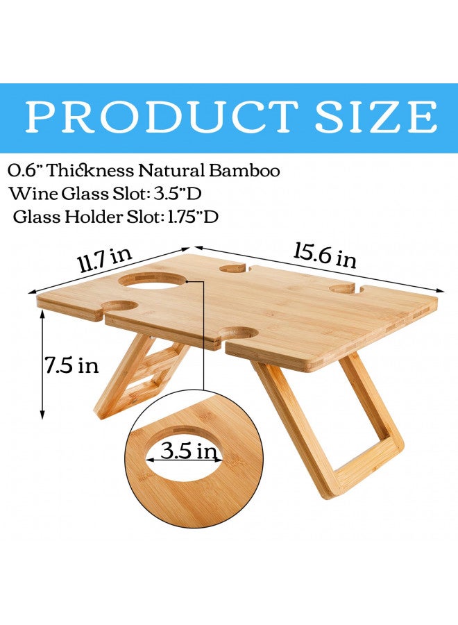 Youeon Youeon Portable Wine Picnic Table with 5 Wine Glasses Holder, Foldable Champagne Picnic Snack Table, Wine and Cheese Table for Picnic, Camping, Park, Beach, Wine Lover Gift  - Image 1