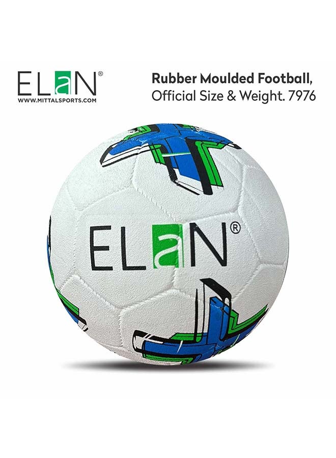 Elan Rubber Moulded Football - Official Size 5 & Weight, Durable White & Red Training Soccer Ball, High-Grip All-Weather Performance For Hard Ground, Street & Concrete Play (Ages 14+ Years) - Image 1