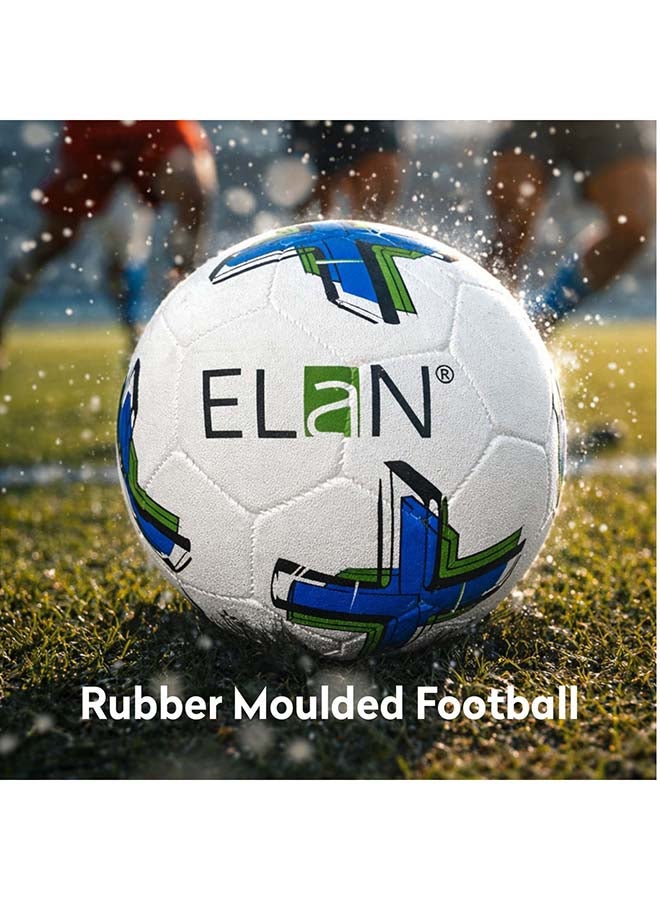 Elan Rubber Moulded Football - Official Size 5 & Weight, Durable White & Red Training Soccer Ball, High-Grip All-Weather Performance For Hard Ground, Street & Concrete Play (Ages 14+ Years) - Image 3