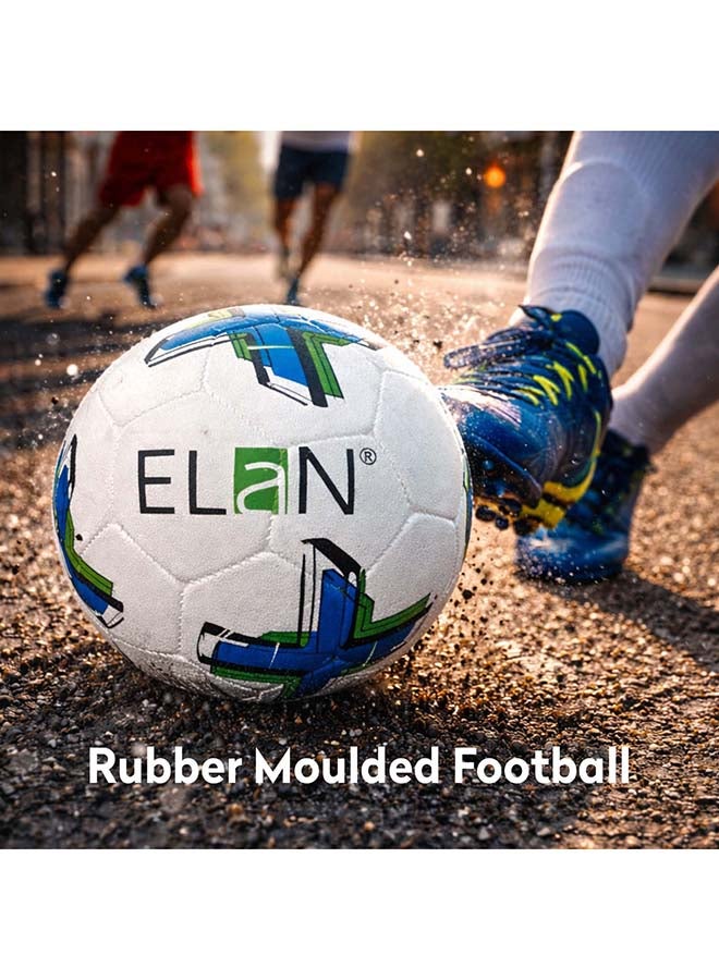 Elan Rubber Moulded Football - Official Size 5 & Weight, Durable White & Red Training Soccer Ball, High-Grip All-Weather Performance For Hard Ground, Street & Concrete Play (Ages 14+ Years) - Image 2