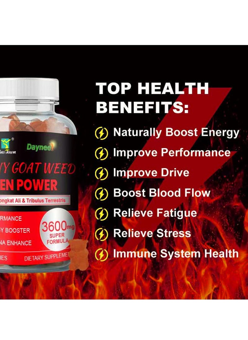 Wins Town - Gummies for Men Advanced Strength Formula with 3600MG Boost Energy Stamina and Vitality Male Wellness and Endurance Supplement Gummies for Daily Support - Image 1