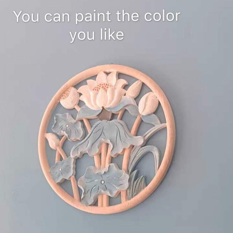 Sourcemall 3pcs Wood Curved Onlay  Lotus  Unpainted Wood Appliques for Home Door - Image 5