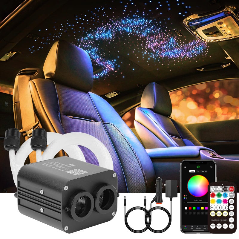 CHINLY TwoColor 1000pcs Twinkle Starlight Headliner Kit 1000 Piece Star Lights for Car131ft Car Star LightsAPP RGBW Fiber Optic Lights Starlights Headliner Kit for Home Theater
