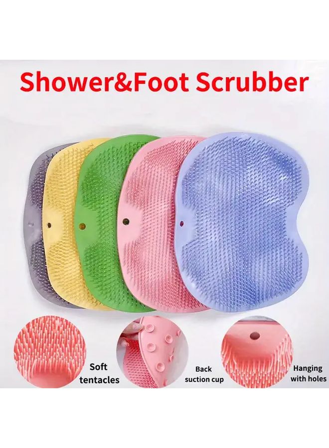 Yellow Back And Foot Shower Scrubber For Full Body Exfoliation Massage Non Slip Bathroom Foot Brush Soaking Mat - Image 2