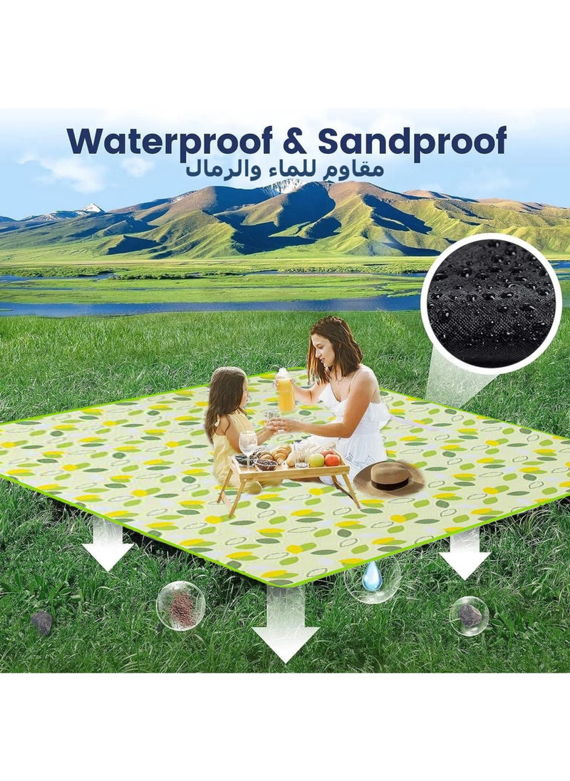Jourvent Extra Large Picnic Outdoor Blanket, 200*200cm Waterproof Foldable Blankets Gingham Picnic Mat for Beach, Camping Grass Lawn Park Accessories Cute Couple Gifts(4-8) People  - Image 4