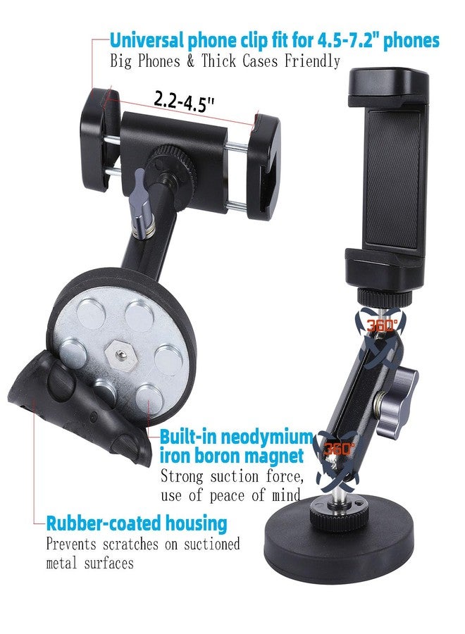 Leenconghui Gym Magnetic Phone Holder Mount with 360° Adjustable Dual Ballhead Magic Arm, Magnet Base Phone Mount for Gym Equipment, Refrigerator, or Any Ferrous Metal Surface, Compatible with All Smartphones - Image 3