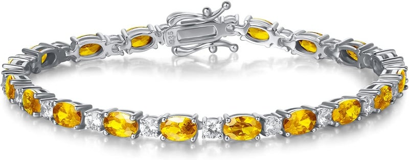 Fancime Birthstone Bracelets Sterling Silver Tennis Bracelets Charm Fine Jewelry Christmas Gifts for Women 7" - Image 1