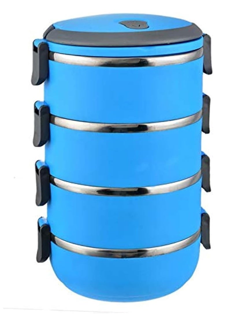 علبة غداء من الاستانلس ستيل سعة 2.8 لتر 4 طبقات - أزرق - Image 1