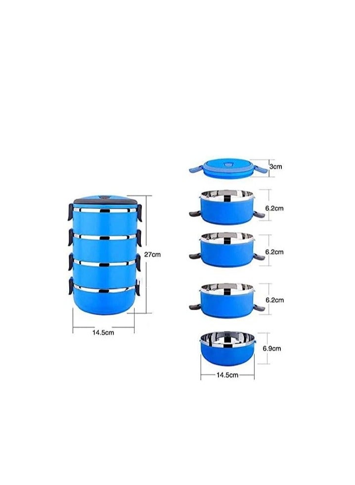 علبة غداء من الاستانلس ستيل سعة 2.8 لتر 4 طبقات - أزرق - Image 2