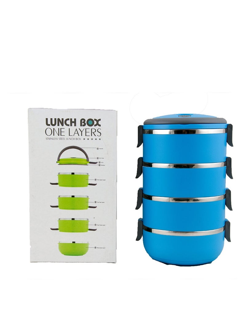 علبة غداء من الاستانلس ستيل سعة 2.8 لتر 4 طبقات - أزرق - Image 3