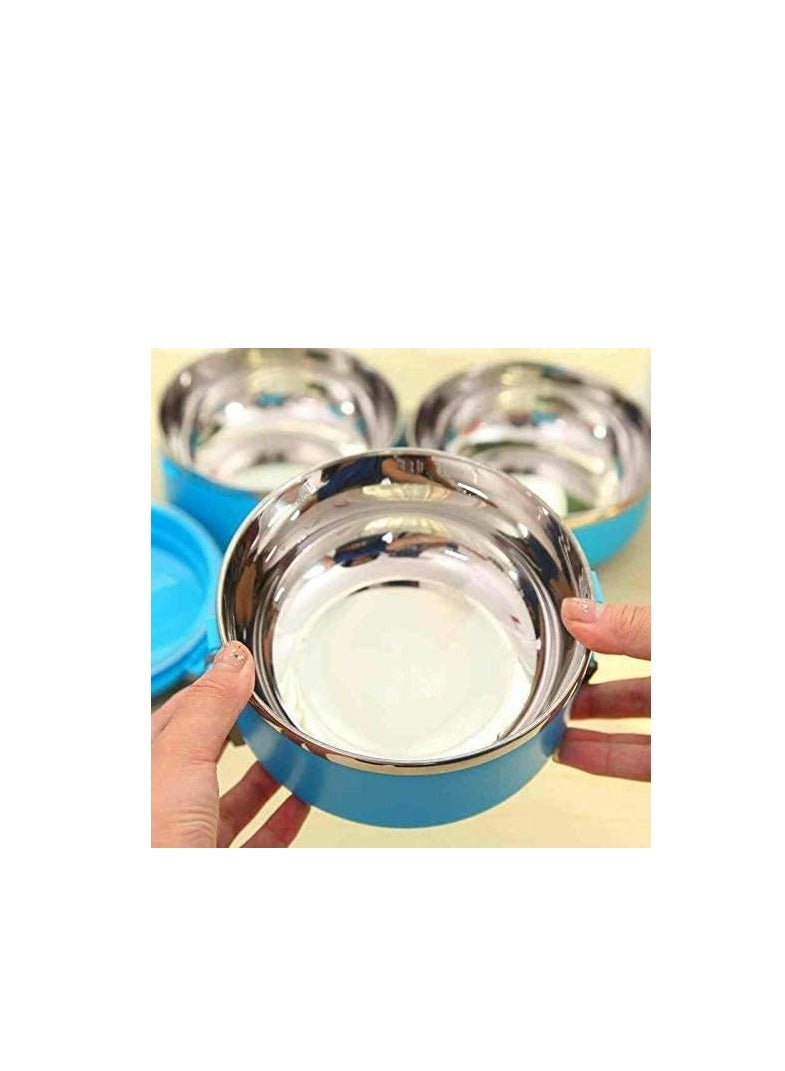 علبة غداء من الاستانلس ستيل سعة 2.8 لتر 4 طبقات - أزرق - Image 4