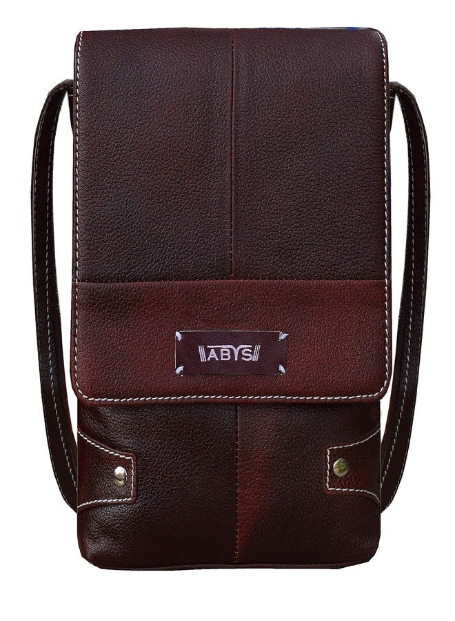 ABYS Genuine Leather Dark Brown Sling Messenger Bag For Men, Sling Office Bag For Women, Travel Bag For Men And Women - Image 1