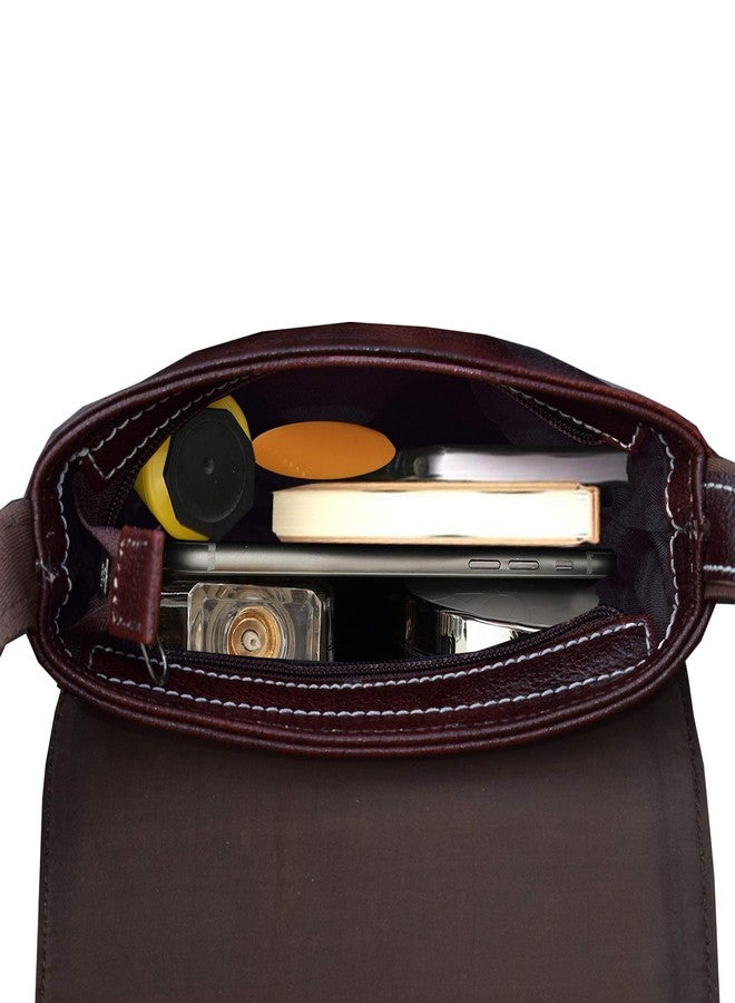 ABYS Genuine Leather Dark Brown Sling Messenger Bag For Men, Sling Office Bag For Women, Travel Bag For Men And Women - Image 3