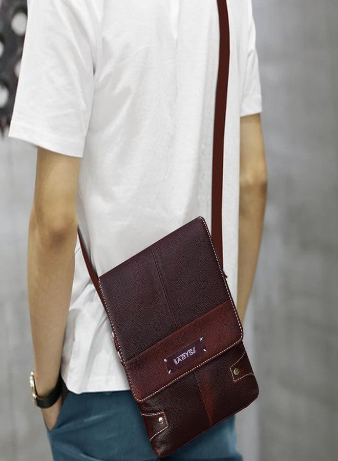 ABYS Genuine Leather Dark Brown Sling Messenger Bag For Men, Sling Office Bag For Women, Travel Bag For Men And Women - Image 4