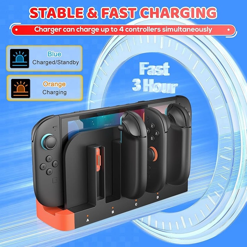 Controller Charger for Swit-ch 2, Dual-Direction Charging, Dockable Charging Dock for Ninten/do Swit-ch 2, Joy-con 2 with LED Indicator, Fast Magnetic Charger, NS 2 Charge Dock Overcharge Protection - Image 3