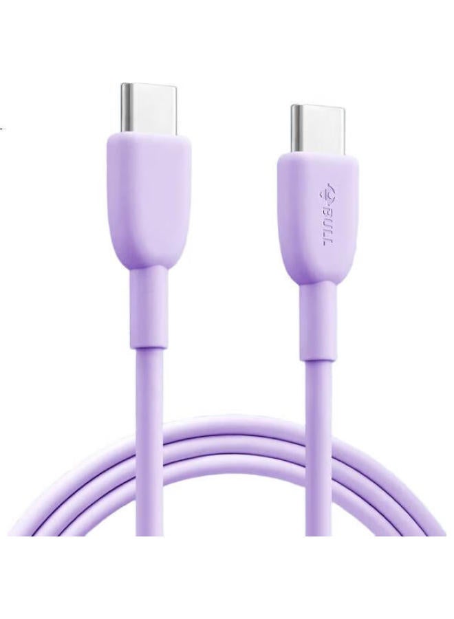 Bull Ctoc/Male To Male Fast Charging Data Cable, C-C 3A/60W Max/1M/Compatible With Iphone 15/Huawei/Xiaomi/Tablets/Laptops, Misty Purple - Image 2