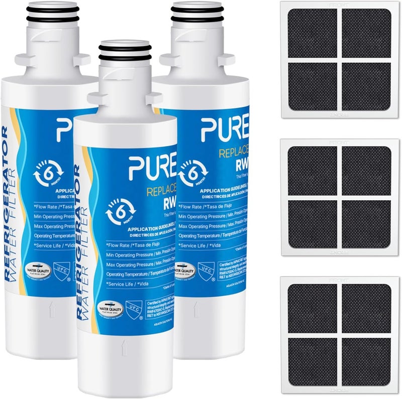 Pure Plus ADQ747935 Replacement for LG LT1000P LT1000 Kenmore Elite 9980 LT1000PC, MDJ64844601 ADQ74793501, LMXS28626S, LFXS26973S, LT120F Refrigerator Water and Air Filter,3Pack, Model: RWF4700AC - Image 1