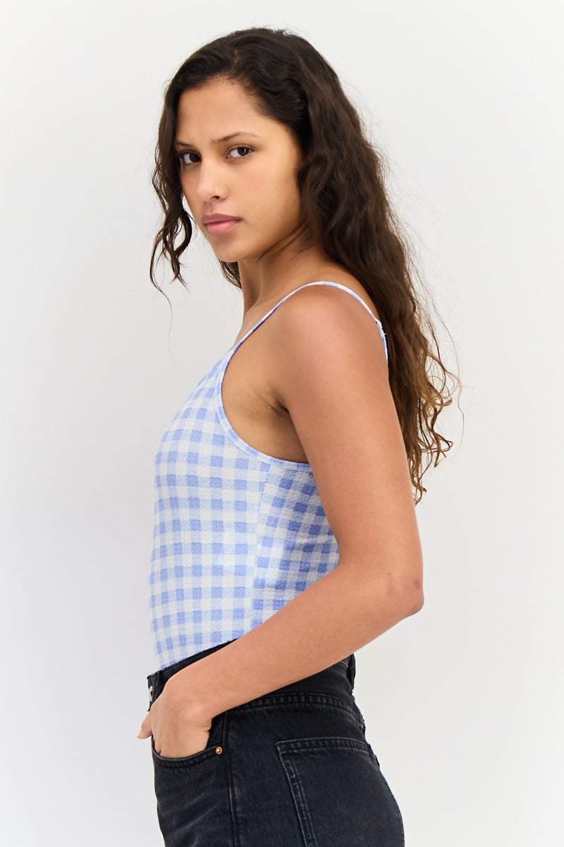 VERO MODA Women Sleeveless Gingham Pattern Bodysuit, Multicolor - Image 3