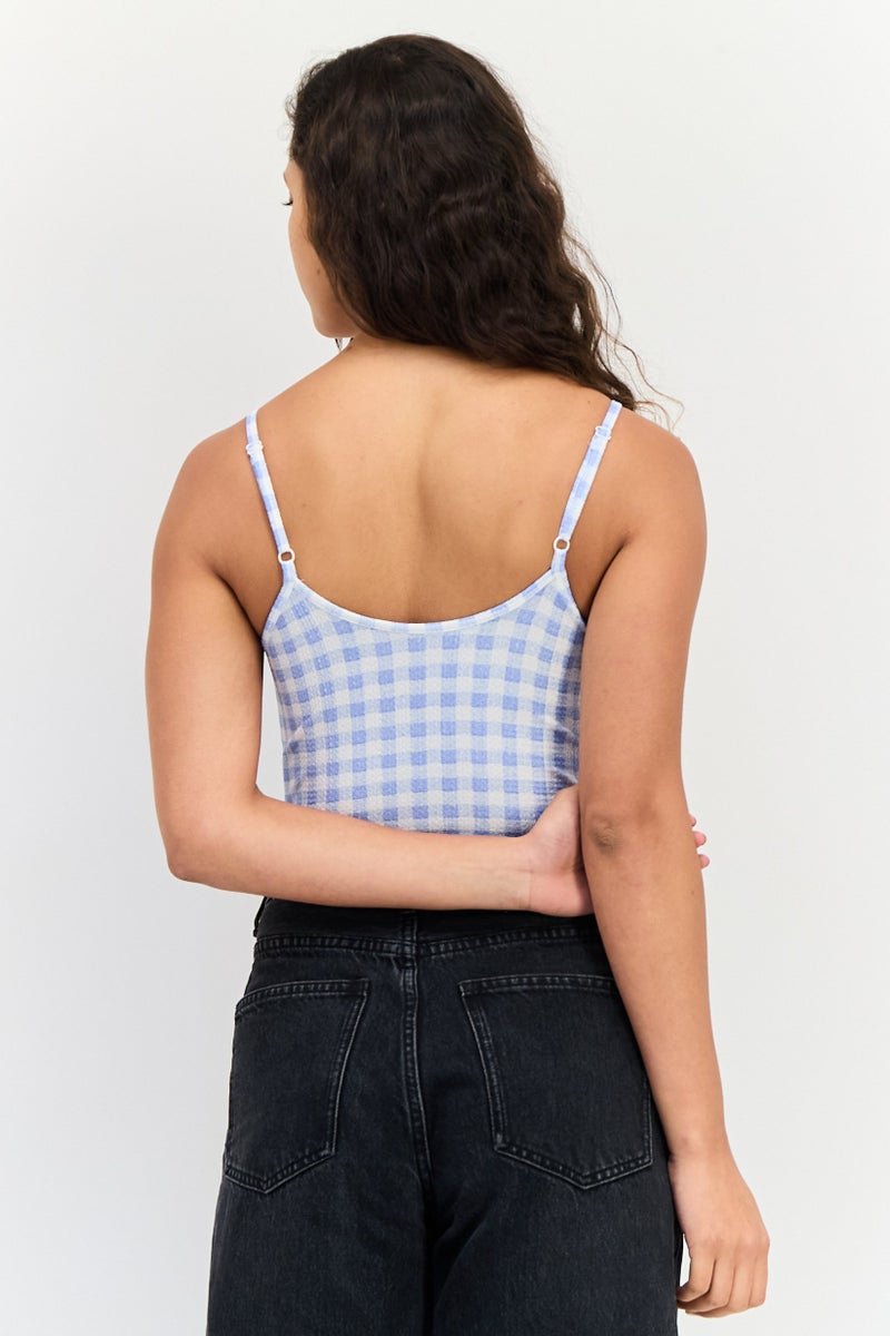 VERO MODA Women Sleeveless Gingham Pattern Bodysuit, Multicolor - Image 4