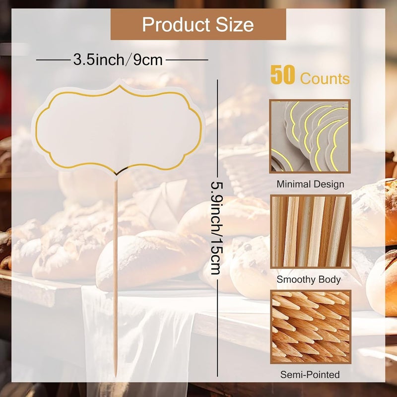 A-Link 50 Pcs Cheese Markers, Food Labels for Charcuterie Board, Blank Toothpick Flags for Appetizer Signs, Cupcake Toppers Sandwich Picks for Christmas, Wedding, Party Decorations - White - Image 2