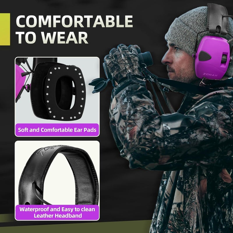 Zohan EM054 Electronic Shooting Ear Protection with 4X Sound Amplification, Slim Active Noise Reduction Earmuffs for Gun Range - Image 5
