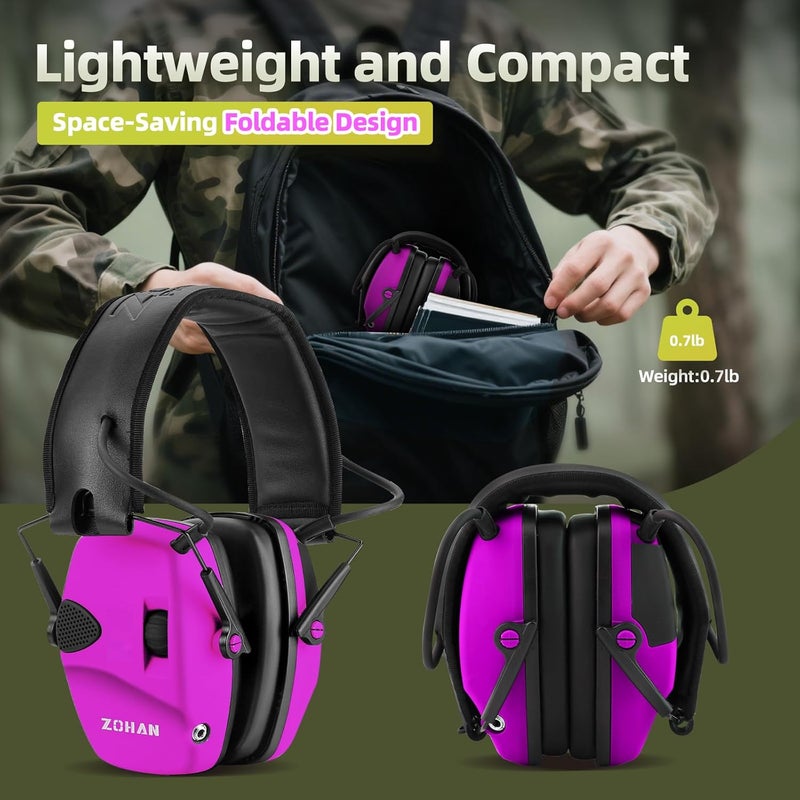Zohan EM054 Electronic Shooting Ear Protection with 4X Sound Amplification, Slim Active Noise Reduction Earmuffs for Gun Range - Image 4