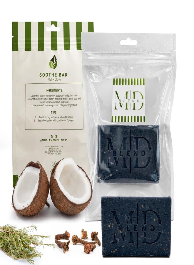 M.D. Blend Soothe Bar Gentle Oat & Coconut Exfoliating Bar Soap for Skin Care with Warm Clove Aroma | Naturally Colored, Soft, Hydrating Cleanse Natural Soap Bar | Ultramarine Blue 4 Oz - Image 1