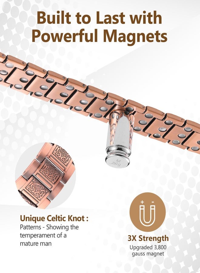 Feraco Copper Bracelet for Men, 3X Strength Magnetic Therapy Bracelet with Powerful 3800 Gauss Magnets,Copper Cooper Jewelry - Image 3