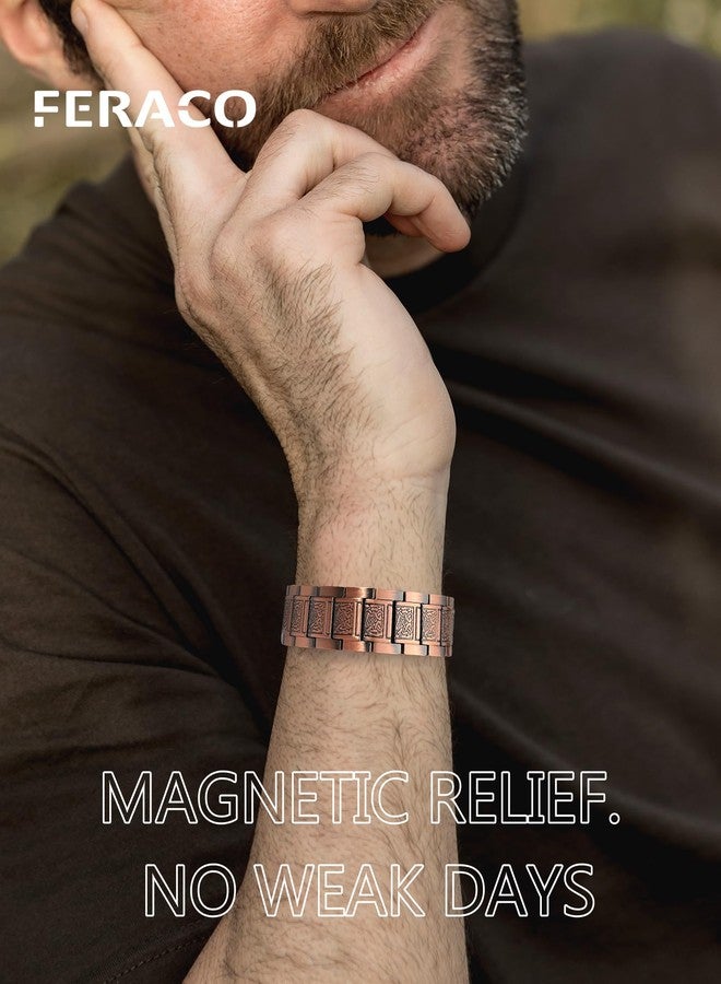 Feraco Copper Bracelet for Men, 3X Strength Magnetic Therapy Bracelet with Powerful 3800 Gauss Magnets,Copper Cooper Jewelry - Image 5