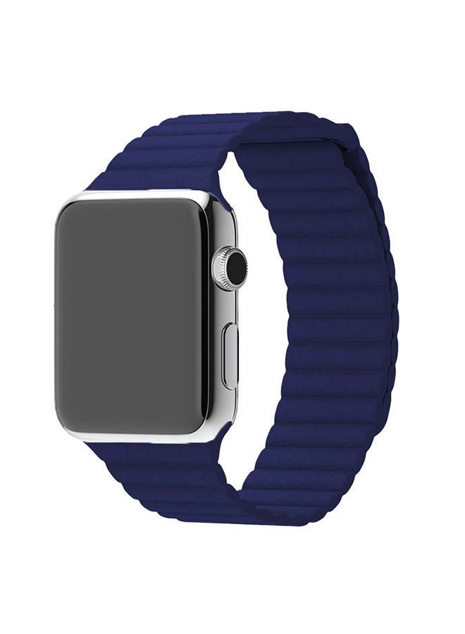 NIBEMINENT Magnetic Leather Band For Apple Watch 42/44/45mm Blue - Image 3
