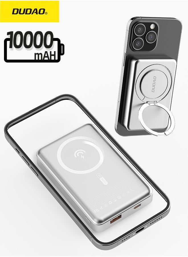 DUDAO 360° Rotating Magnetic Wireless Power Bank with Stand, 10000mAh Portable Charger, 15W Wireless Charging, 20W Type-C Output and 22.5W USB-A Output  - Image 1