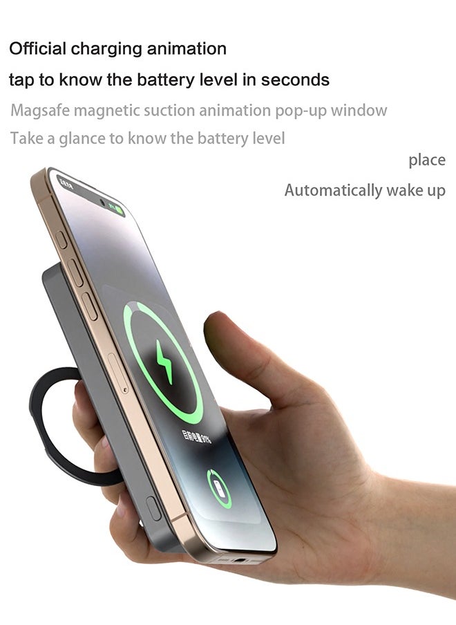 DUDAO 360° Rotating Magnetic Wireless Power Bank with Stand, 10000mAh Portable Charger, 15W Wireless Charging, 20W Type-C Output and 22.5W USB-A Output  - Image 5