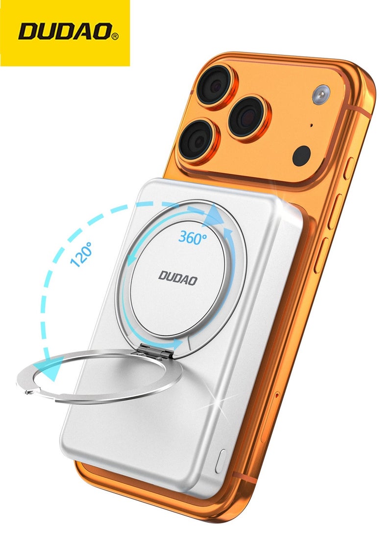 DUDAO 360° Rotating Magnetic Wireless Power Bank with Stand, 10000mAh Portable Charger, 15W Wireless Charging, 20W Type-C Output and 22.5W USB-A Output - Image 1