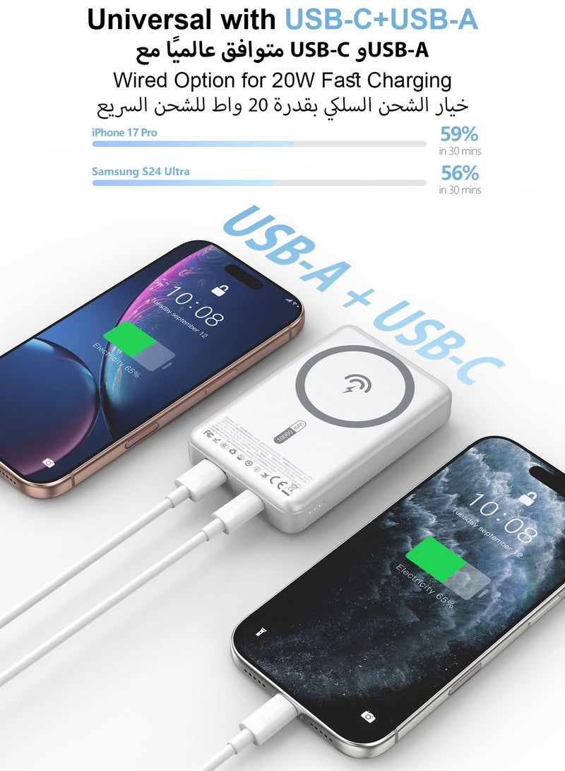 DUDAO 360° Rotating Magnetic Wireless Power Bank with Stand, 10000mAh Portable Charger, 15W Wireless Charging, 20W Type-C Output and 22.5W USB-A Output - Image 4