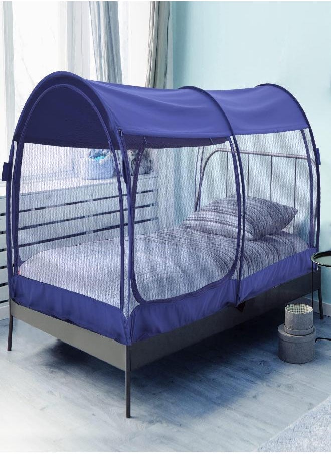Alvantor - Alvantor Mosquito Net Bed Canopy Bed Tents Dream Tents Privacy Space Twin Size Sleeping Tents Indoor Pop Up Portable Frame Breathable Cottage Navy (Mattress Not Included) - Image 1