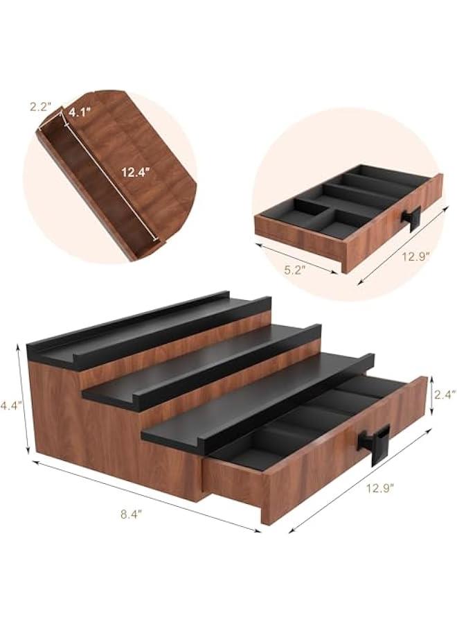 Arabest Cologne Organizer for Men, 3 Tier Cologne Stand, Wooden Perfume Stand Organizer Display, Cologne Shelf with Drawer and Hidden Compartment, Gift for Men  - Image 5