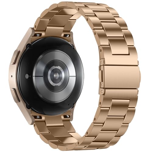 Anlinser No Gap Bands Compatible with Samsung Galaxy Watch 7/6/5/4/FE Band 44mm 40mm/Watch 6 Classic Band 47mm 43mm/Watch 5 Pro 45mm/Watch 4 Classic, 20mm Metal Strap for Women Men, Rose Gold - Image 2