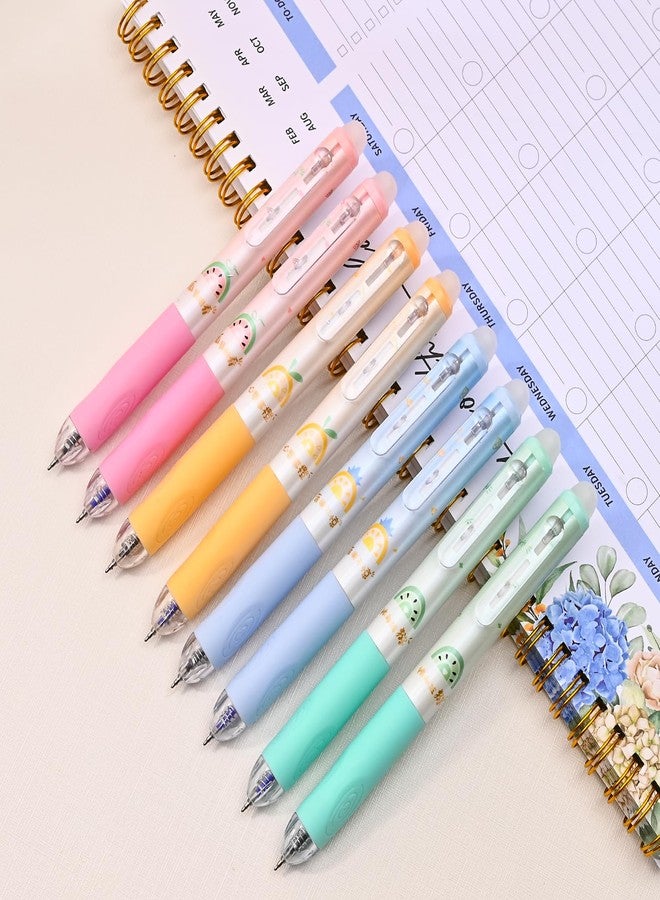 BAYTORY 8 Pcs Retractable Erasable Gel Pens, 0.5 mm Fine Point Black and Blue Ink Erasable Pens, Pen with Eraser Makes Mistakes Disappear, Smooth Writing for Journaling Planners (Morandi) - Image 4