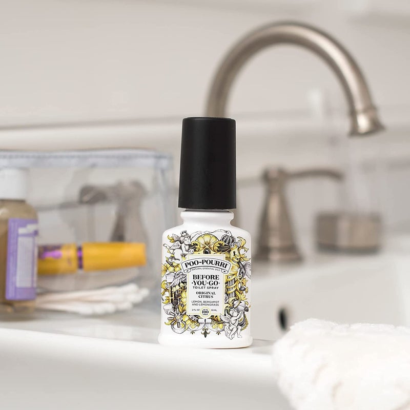 Poo-Pourri Before-you-Go Toilet Spray Bundle, Original Citrus 2 Fl Oz and Original Citrus 1 Fl Oz Pocket Travel Size - Lemon, Bergamot and Lemongrass - Image 4