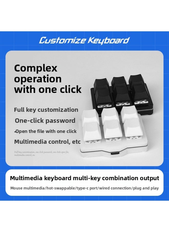 Generic - Usb Custom Mechanical Keypad Keyboard Macro Programmable Shortcut Key One Key Password Game Auxiliary 6 Keys None-Colour:Silent White Shaft-white (premium Edition) - Image 1