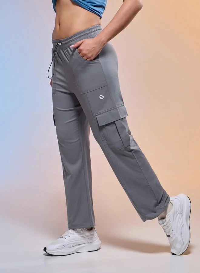 Technosport Technosport Women Solid Slim Fit Sports Cargo Track Pants
