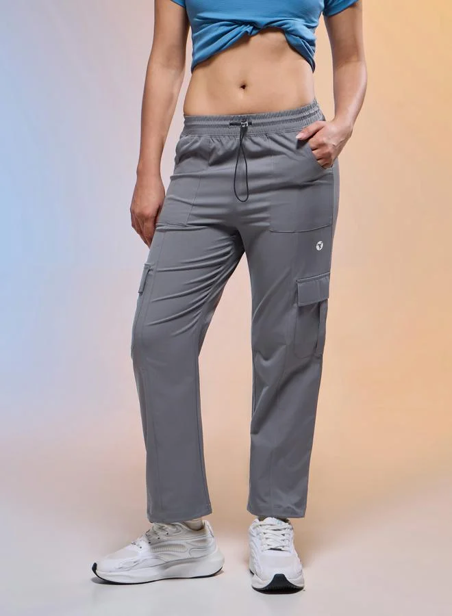 تكنوسبورت Technosport Women Solid Slim Fit Sports Cargo Track Pants
