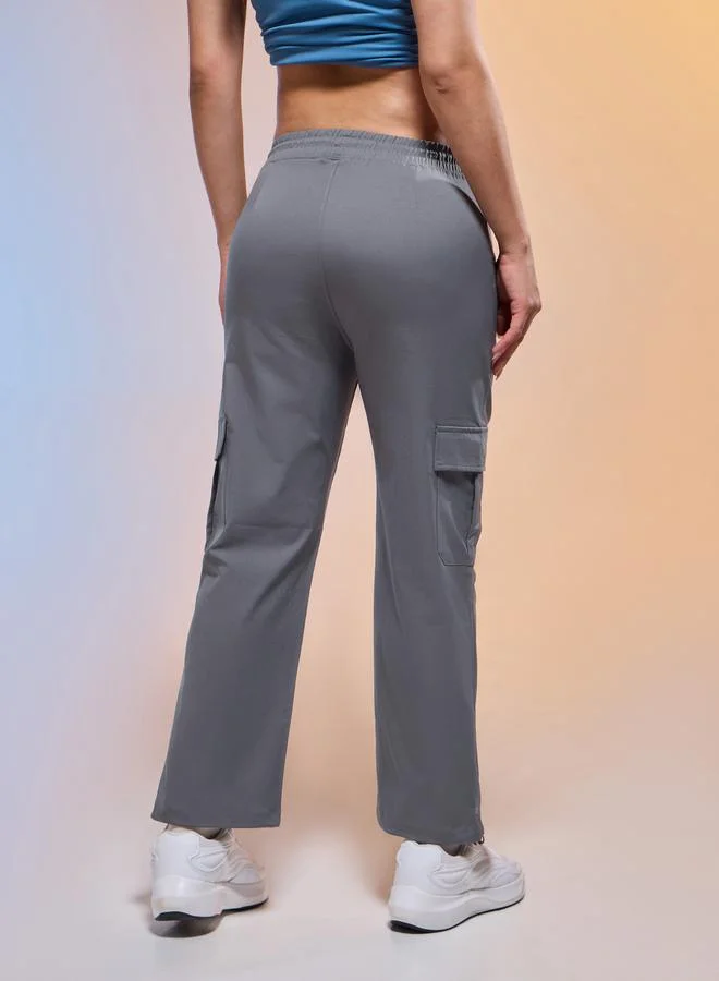 Technosport Technosport Women Solid Slim Fit Sports Cargo Track Pants