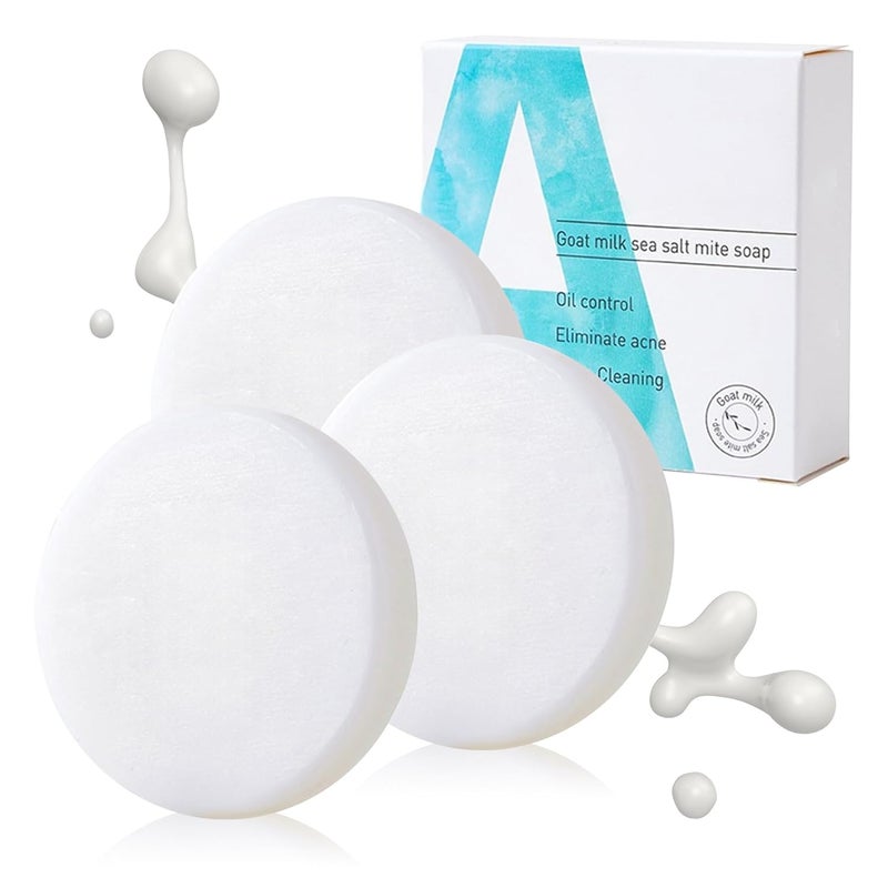 Fusang 3PCS Goat Milk Soap BarsMoisturizing Body Bar Soap for Men and WomenGentle Organic Goat Milk SoapsLong Lasting Nourishing Face and Body Wash Bar for All Skin Types - Image 1